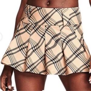 I.AM.GIA Beige Plaid Skater Skirt
